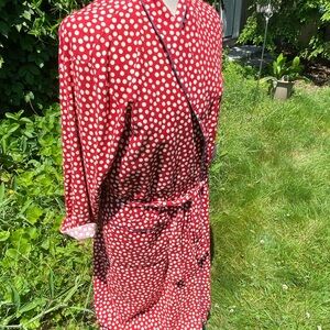 Polka Dot Flannel Bathrobe- vintage 90's